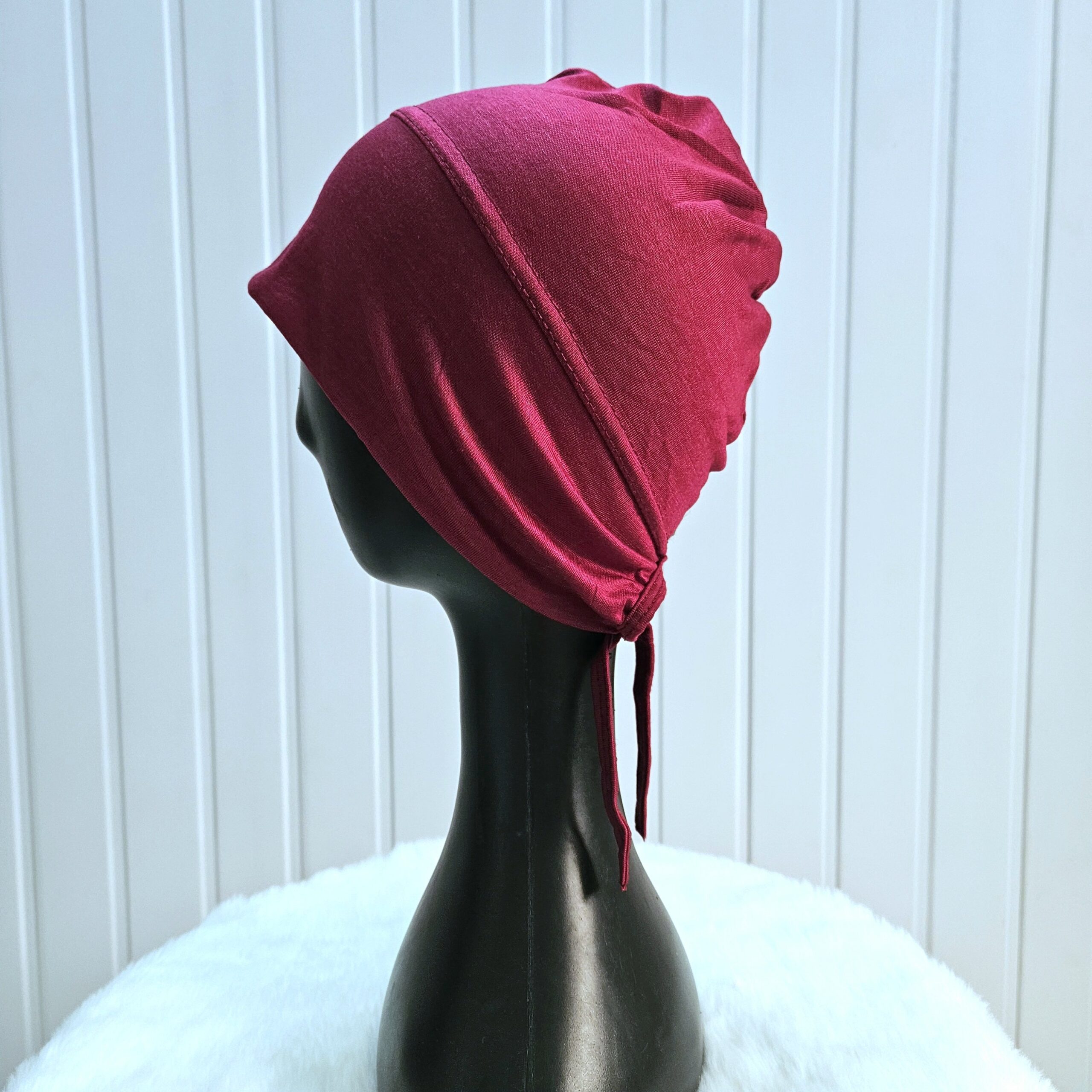 Tie Back Cap -Maroon